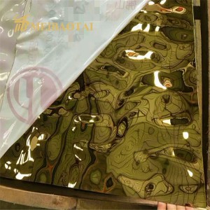 Hot sales 0.65mm thickness stainless steel golden mirror color  water ripple plate for decoration wall ceiling plate