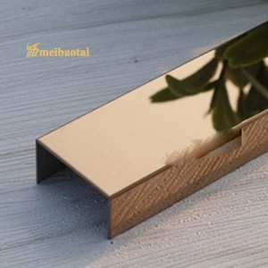 PVD Rose Color Coating Mirror Polished Stainless Steel U Tile Trim SS U Profiles for 2438mm