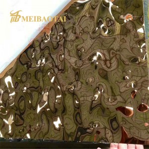 Hot sales 0.65mm thickness stainless steel golden mirror color  water ripple plate for decoration wall ceiling plate