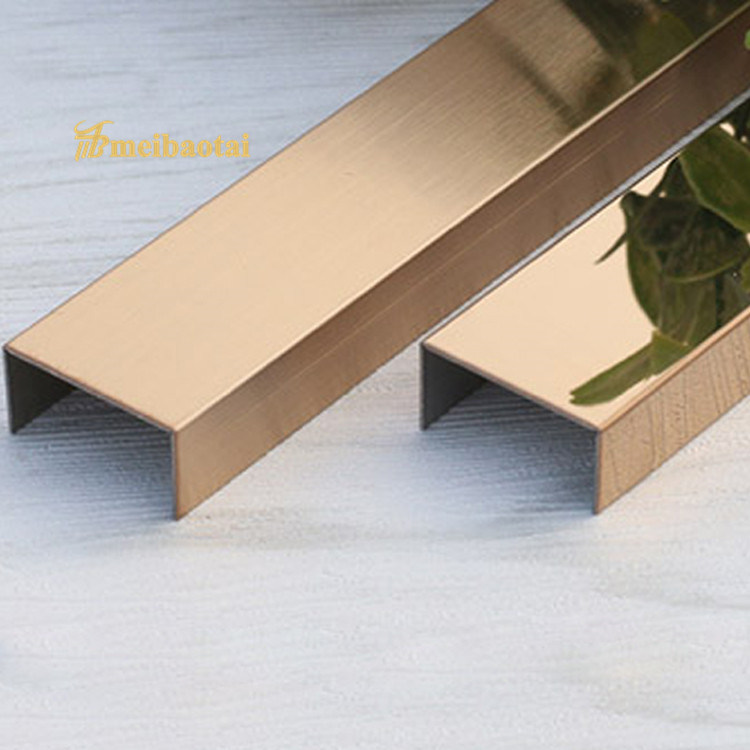 Rose Gold Plating Mirror Finish Design 304 Stainless Steel Material SS Decorative U Trim Profile U Slot U6/U8/U10 Featured Image