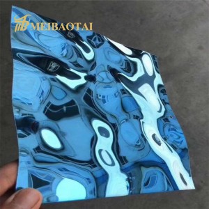 High Quality PVD Blue Water Ripple Stamped Decoration Wall Ceiling Plate 201 Stainless Steel Sheet