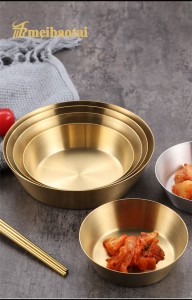 304 Stainless Steel Kimchi Dish Golden Silver Metal Dish