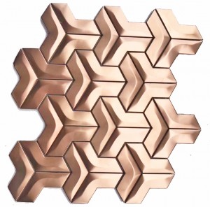 PVD Rose Black Golden Brushed Stainless Steel KTV V-shaped Interlocking Sticker Metal Mosaic Wall Tile