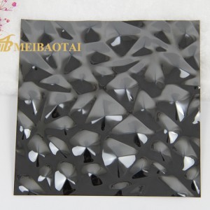 PVD Black Stamped Plate 201 Stainless Steel Plate 3D Panels Decoration Wall Ceiling Plate