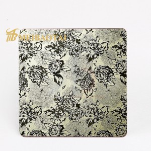 Custom beautiful flower pattern embossed stainless steel decorative plate