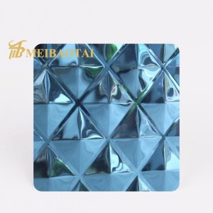 PVD Golden Rose Black Blue Color Diamond Design Stamped Plate 4FT*8FT 0.85mm 3D Decoration Panels 304 Stainless Steel Plate