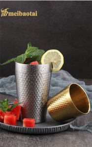 Hammer Pattern Myltipurpose Cup 304 Stainless Steel Cup Metal Cup