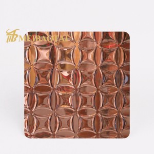 201 304 Rose Gold PVD Color Coating Stamped Stainless Steel Sheet for 3D Wall Panel