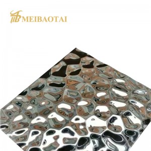 Silver Mirror Polish Water Ripple Stamped Finish Four Feet Grade 201/304 Stainless Steel Sheet for Decoration Ceiling Wall Plate