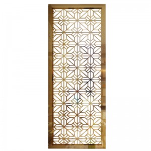High Quality PVD Golden Rose Brush Flower Pattern Laser Cutting Design Aluminum Material Decoration Partition for Living Room Hotel Hall