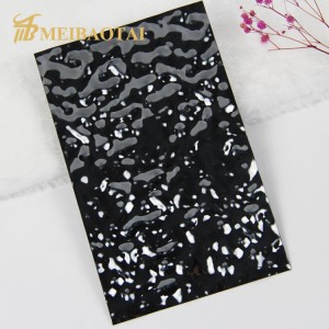 Black Color Mirror Finish Water Ripple Stamped Stainless Steel Sheet for Curtain Wall Elevator Ceiling
