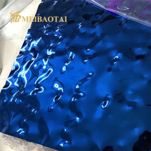 Building materials ASTM 304/316L blue sapphire art stainless steel designer sheets with water ripple