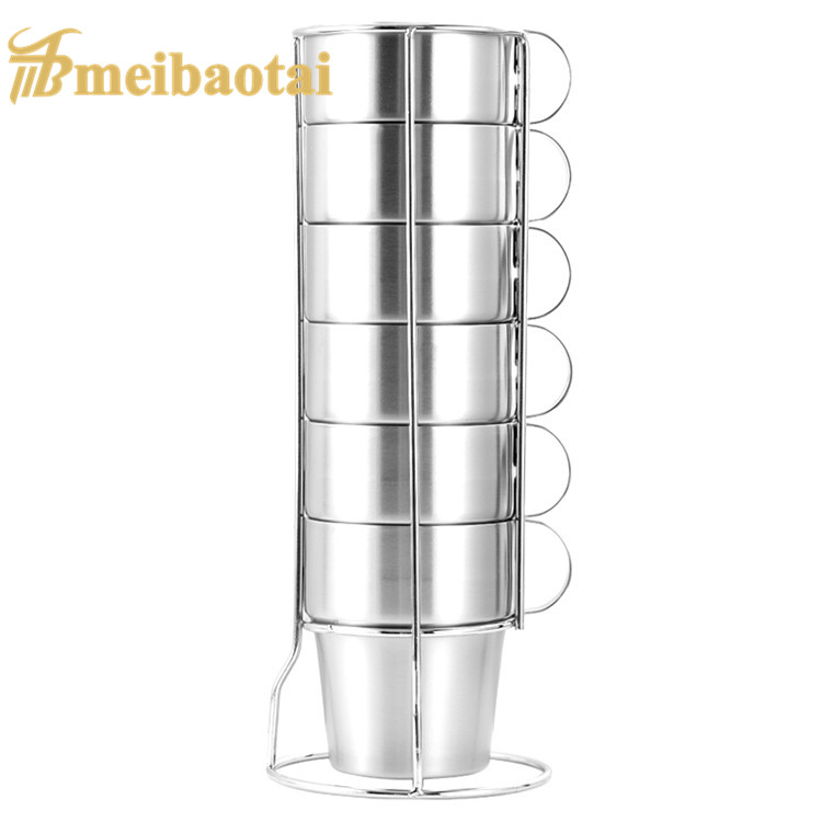 High Quality 304 Stainless Steel Material Water Cup Set Drawing and Polish Process Metal Cup Featured Image
