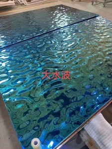 PVD Blue Color Coating Water Ripple Design Stamped Plate 304 Stainless Steel Plate 0.5mm Thickness