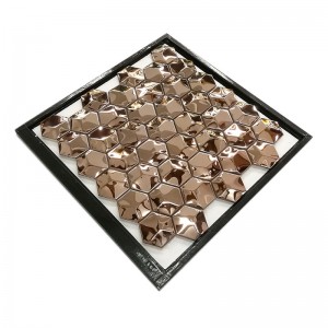Rose gold color 3D mosaic art tile 304 stainless steel sheet hexagon mosaic tile KTV wall decor