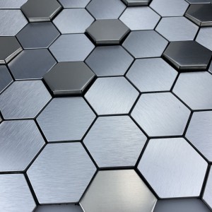 Hexagonal Metal Mosaic 3D Effect Stainless Steel decorative Wall Tiles