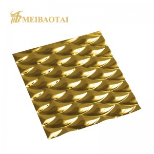 Popular Pattern Gold Plating Stamped Design 3D Decorative Plate Metal Stainless Steel Plate for Wall Ceiling Decorate