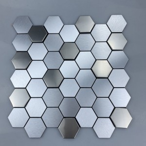 Hexagonal Metal Mosaic 3D Effect Stainless Steel decorative Wall Tiles