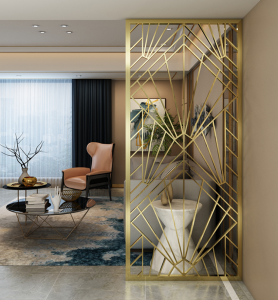 Modern Style PVD Golden Design Decoration Partition Stainless Steel Material Decoration Room Divider