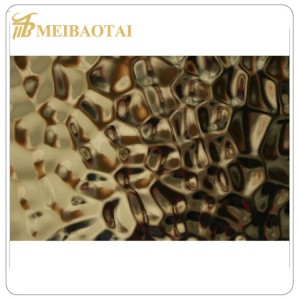 High Quality PVD Golden Color Coating Mirror Polish Stamped Design Plate 1219x2438mm 0.55mm 201 Stainless Steel Plate for Decorative Ceiling Wall Plate