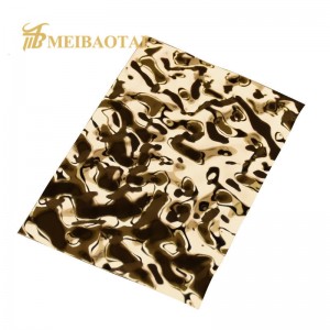 3D Wall Decorative Panel PVD Golden Color Coating 4FTx8FT 0.65mm 201 Stainless Steel Panel for Wall Ceiling Luxury Decoration Panel