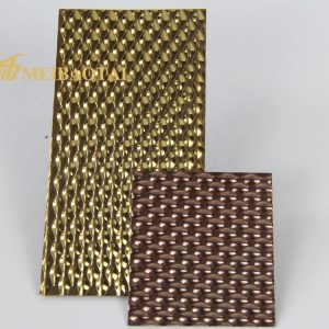 Blue Golden Color Mirror Finish Water Ripple Stamped Stainless Steel Sheet for Curtain Wall Elevator Ceiling