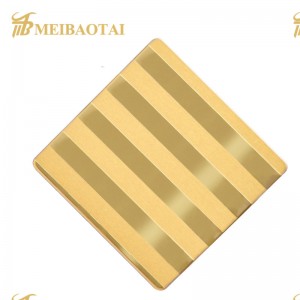 4*8 Feet Decorative Etched Stainless Steel Sheet Gold Color Coating