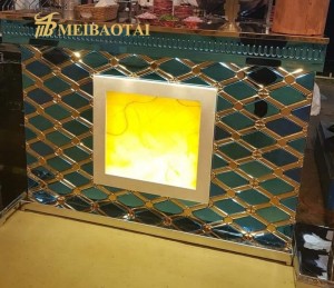 PVD Double Color Stamped Technology Diamond Design Decoration Plate 201 Stainless Steel Plate for Decoration Counter Plate Hot Sales in India