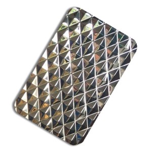 Hot Sale 8K Mirror Polish Diamond Design Pattern Stamped 304 Stainless Steel Sheet for Wall Ceiling Plate