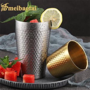 Hammer Pattern Myltipurpose Cup 304 Stainless Steel Cup Metal Cup