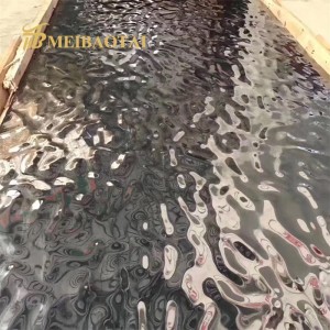 Wall Ceiling Decoration Sheet Mirror Polished Water Ripple Stamped Sheet Grade 304 Stainless Steel Sheet Decoration Sheet