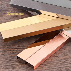 Building Inter Decoration Material Corner Tile Trim Silver Gold Rose Black Hairline Design Finish 304 Stainless Steel U Tile Trim