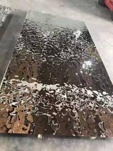 Wall Ceiling Decoration Sheet Mirror Polished Water Ripple Stamped Sheet Grade 304 Stainless Steel Sheet Decoration Sheet