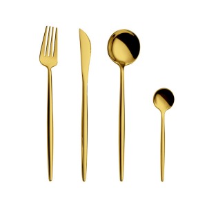 Gold Color Coating Grade 304 Stainless Steel Material Metal Knife Fork