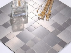 Brushed Stainless Steel KTV Interlocking Sticker Metal Mosaic Wall Tile