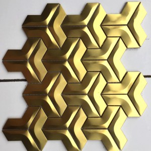PVD Rose Black Golden Brushed Stainless Steel KTV V-shaped Interlocking Sticker Metal Mosaic Wall Tile