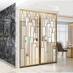 High Quality Stainless Steel Aluminum Material Customized Size PVD Golden Modern Design Decoration Partition for Living Room Partitive