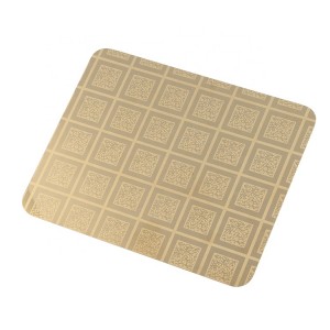 Elegant Design PVD Golden Mirror with Etching Design Decoration Wall Plate Four Feet 304 Stainless Steel Sheet