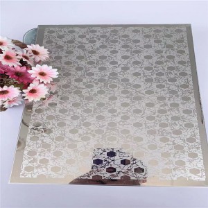 High Quality Super Mirror with Etching Finish Decoration Plate 1219x2438mm 0.95mm 304 Stainless Steel Sheet for Elevator Lift Decoration Plate