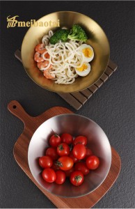 Noodle Metal Bowl 304 Stainless Steel Bowl Silver Golden Bowl