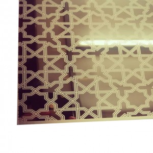 Mirror Polish PVD Gold Color Coating Etching Design 1219*2438mm 0.75mm Grade 304 Stainless Steel Sheet for Luxury Decoration Sheet