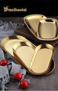 304 Stainless Steel Oval Disc Golden Silver Color Coating Metal Oval Dish