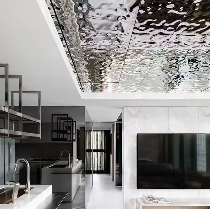 Water Ripple Effect Mirror Finish Stainless Steel Wall Ceiling Panel