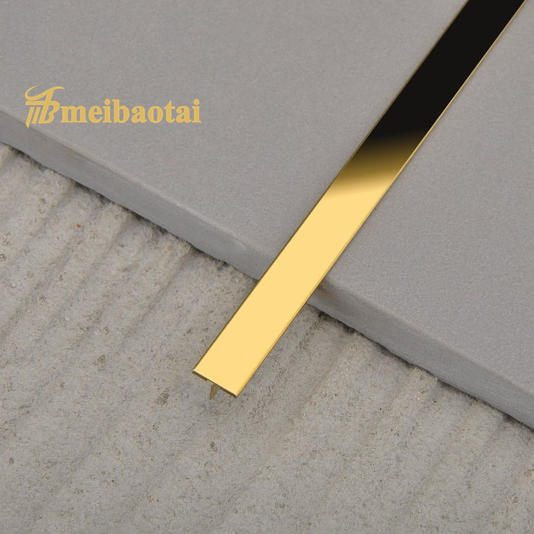 Gold Plating T Profile SS Trim T Profile for Tile Wall Decorate Featured Image