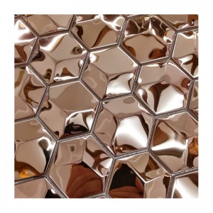 Rose gold color 3D mosaic art tile 304 stainless steel sheet hexagon mosaic tile KTV wall decor