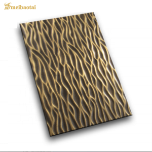 SS304 201 Rose Gold Mirror , Gold Mirror Irregular flow embossed pattern stainless steel sheet decoration plate