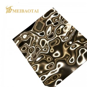 SILVER MIRROR WATER RIPPLE STAMPED DESIGN GRADE 304/201 STAINLESS STEEL DECORATION PLATE 0.55MM THICKNESS FOUE FEET