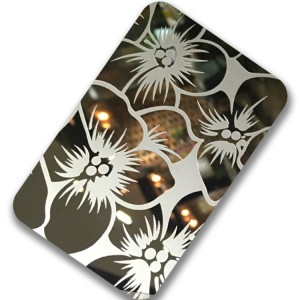 Manufacturer 304 Stainless Steel Sheet Super Mirror Polish Flower Design Etching Plate 1219*2438mm 0.75mm Decorative Wall Luxury Plate