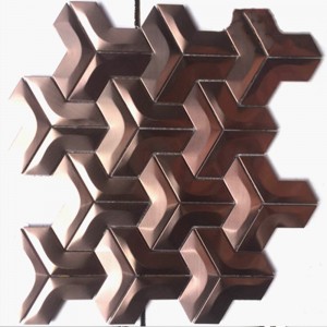PVD Rose Black Golden Brushed Stainless Steel KTV V-shaped Interlocking Sticker Metal Mosaic Wall Tile