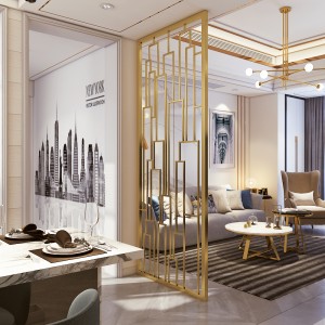 Modern Style PVD Golden Brush Color Coating 8mm Aluminum Material Decoration Partition for Living Room Decoration Partition
